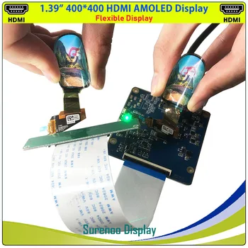 Display AMOLED Reale, 1.39 Pollici 400*400 Compatibile HDMI, Modulo Schermo OLED Flessibile e Pieghevole a Doppio Pannello Rotondo