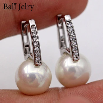 

Bali Jelry Fashion 925 Silver Earrings for Women Jewelry Accessories Pearl Zircon Gemstone Drop Earring Wedding Engagement Gift