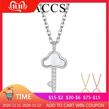 

LYNACCS Necklace Silver Vintage Pendant 925 Sterling Silver Rose Gold Key with AAA Zircon Link Chain Necklace for Women Jewelry