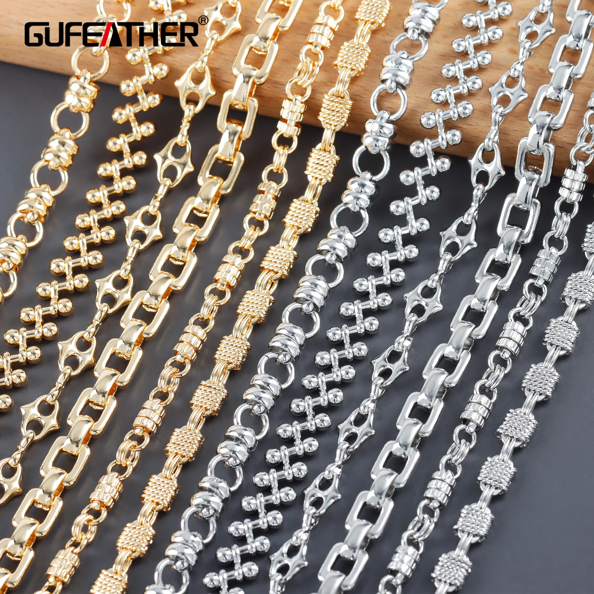 

GUFEATHER C253,diy chain,18k gold rhodium plated,copper,pass REACH,nickel free,diy bracelet necklace,jewelry making,50cm/lot