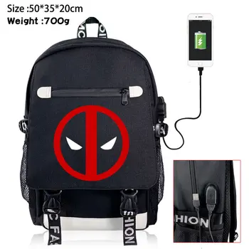 

New Deadpool Backpack Usb Printing Bags Men And Women Leisure Time Computer Package Travelling Bag