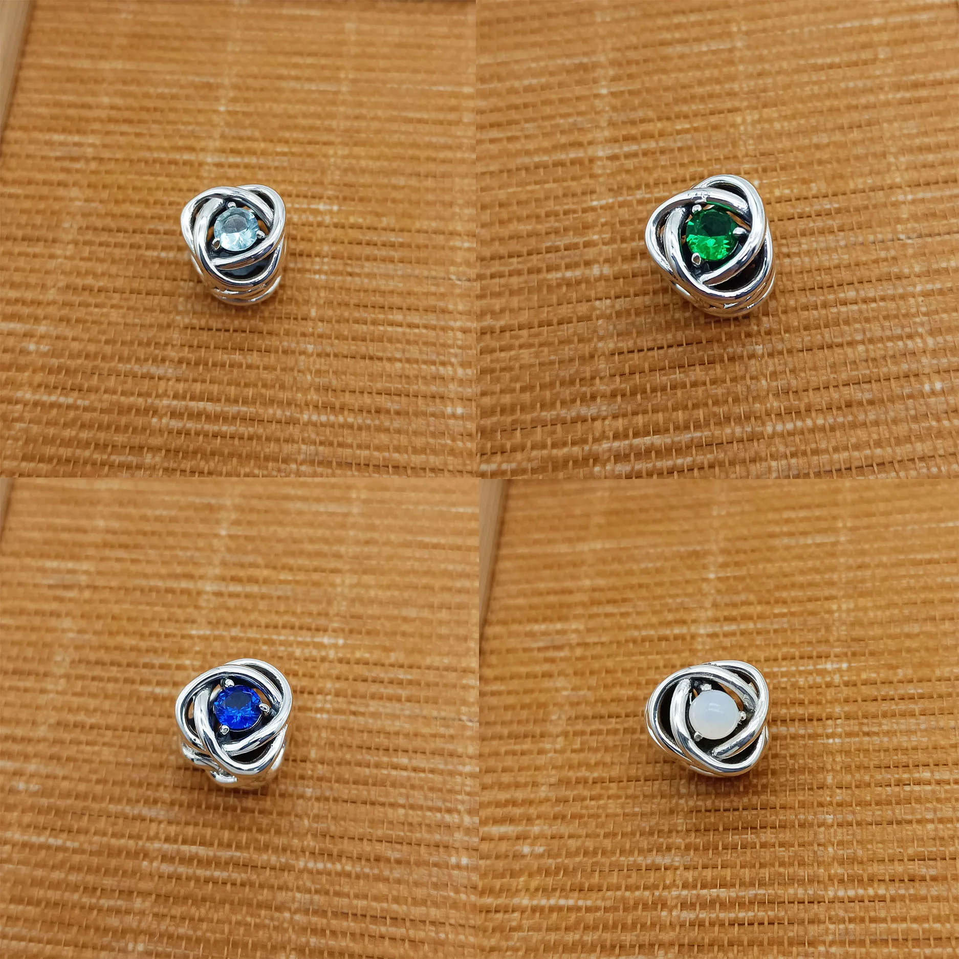 2022 Regalo Di San Valentino Gioielli Primaverili Bianco Verde Mare Aqua Blue Eternity Circle Charm