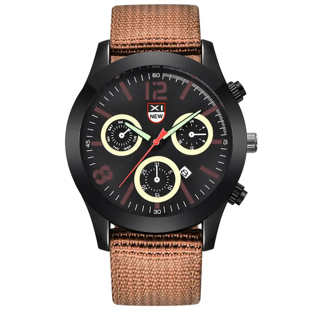 fashion mens watches army green nylon strap analog quartz watch