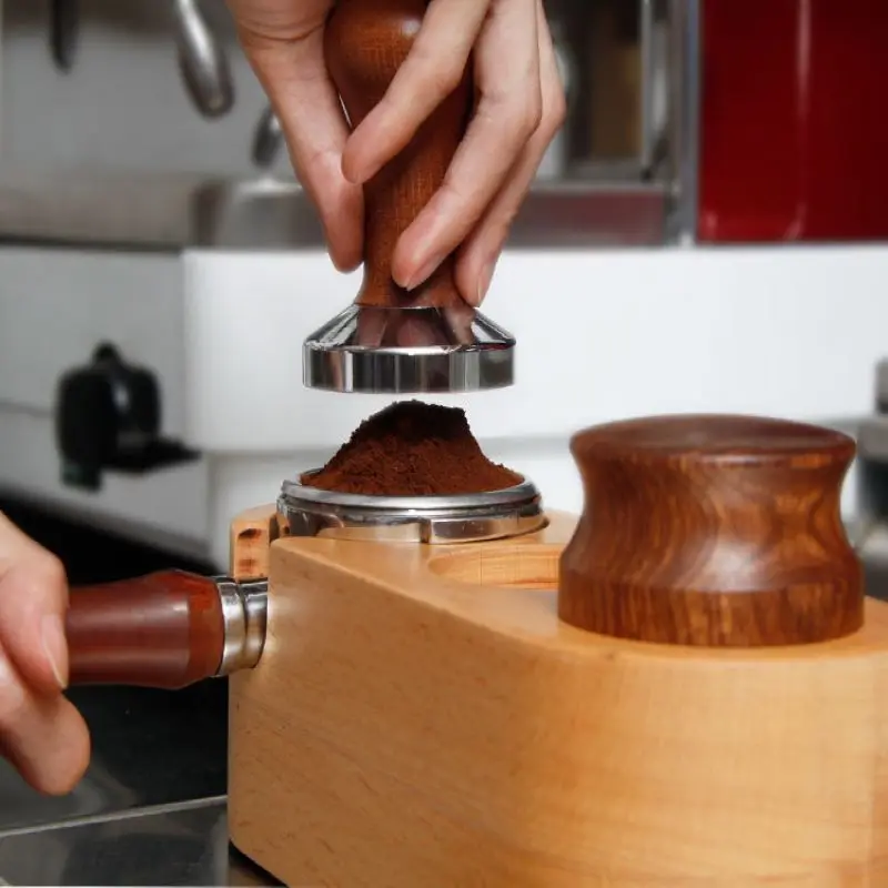 Держатель фильтра для кофе из цельного дерева Es press o Tamper Mat buech Press Powder Base Coffee