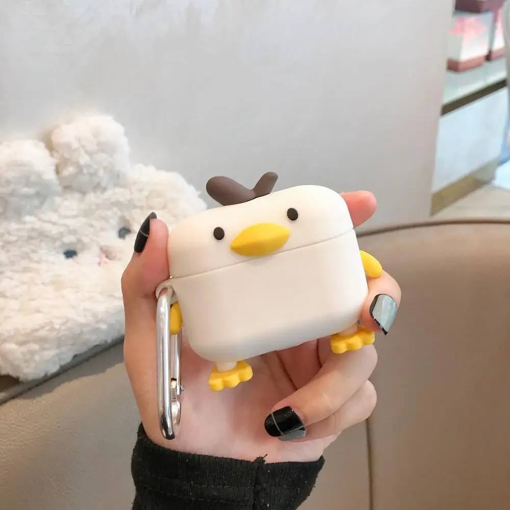 Роскошный чехол для AirPods pro, Модный милый чехол с белыми утками для Apple Airpods 3, защитный чехол для наушников с кольцом на палец