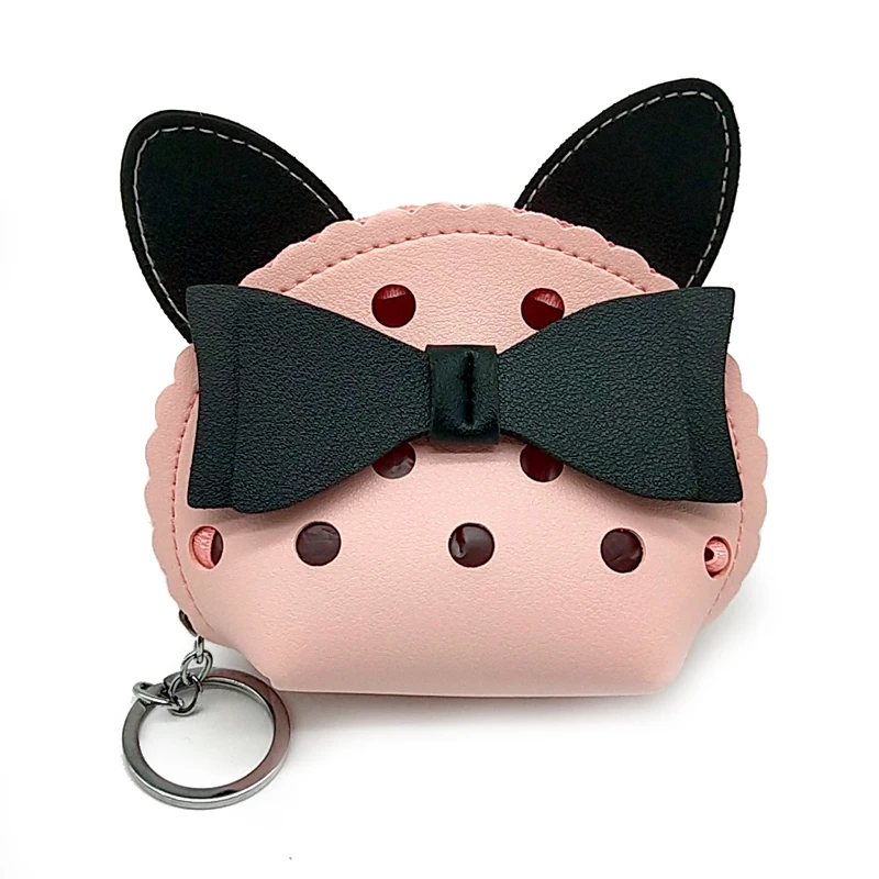 

Bowknot Girls Purse PU Clear Purse Key Ring Cat Purse Women's Coin Purse Short Student Cute Mini Coin Bag Small Wallet Keychain