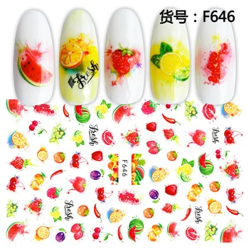 

Summer Adhesive Sliders Fruits Leaves Stickers for Nails Watermelon Lemon Strawberry Design Manicure Accessory