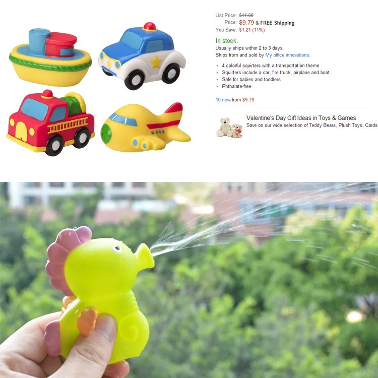 Sozzy детская игра вода игра с водой мягкий Silcone воды спрей игрушки океанов животных/дорожные инструменты безопасные нетоксичные