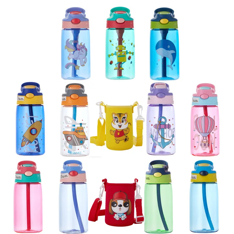 Drinking Cup Water Cup Water Bottle 480ML Leakproof Children's Straw Cup Cartoon Plastic Kids Water Sippy Cup Outdoor Portable Baby Water Bottle School Kids Kettle