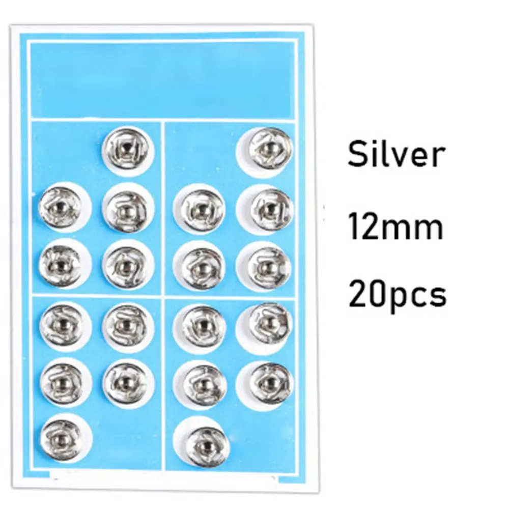 silver 12mm 20pcs 6/12/20/50 шт мини кнопки пряжки ювелирные изделия DIY кукольная одежда маленькой металлической пряжкой Невидимый оснастки для BJD/SD кукла прошитая вручную аксессуары - Цвет: silver 12mm 20pcs