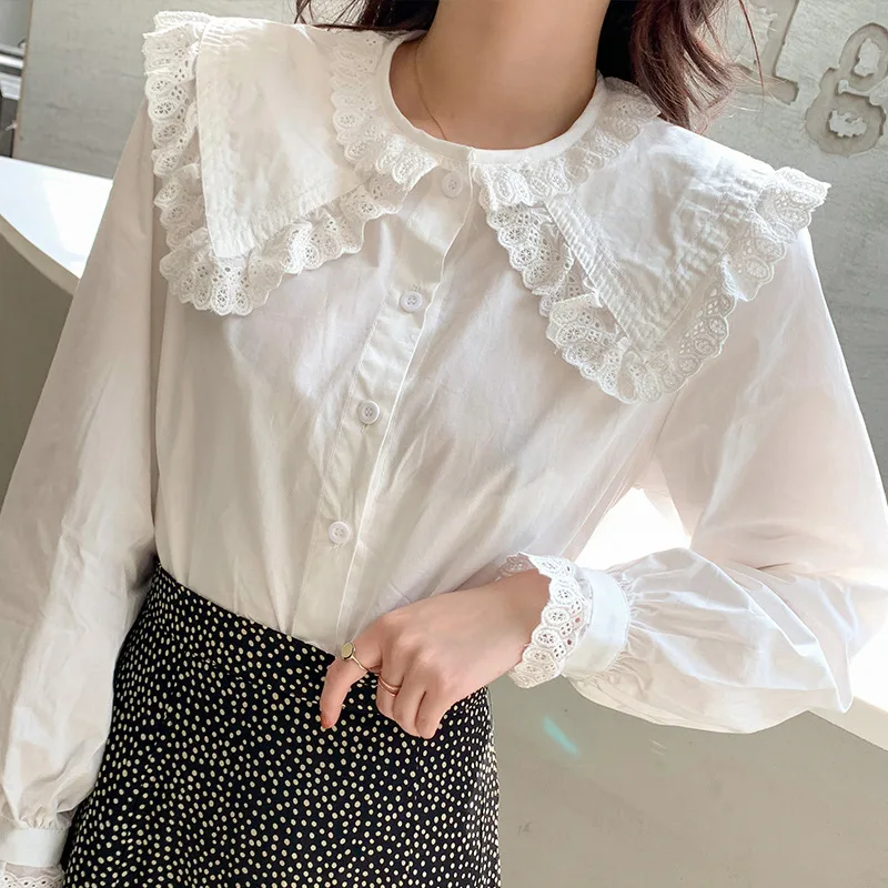 

Floral-Print Chiffon Blouse Long Sleeve Women's 2020 Spring And Autumn New Style Puff Sleeve Western Style Sweater Tops Korean-s
