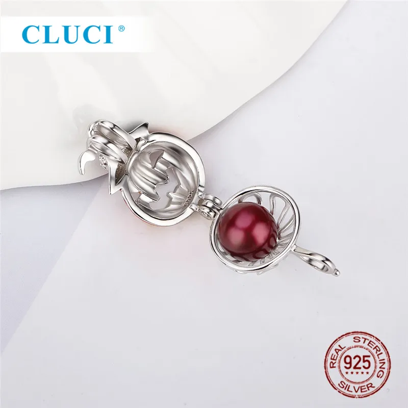 CLUCI, 925 пробы, серебряные подвески, подвеска с оранжевым жемчугом, медальон в клетку, подвеска для ожерелья для женщин, подарок на Хэллоуин