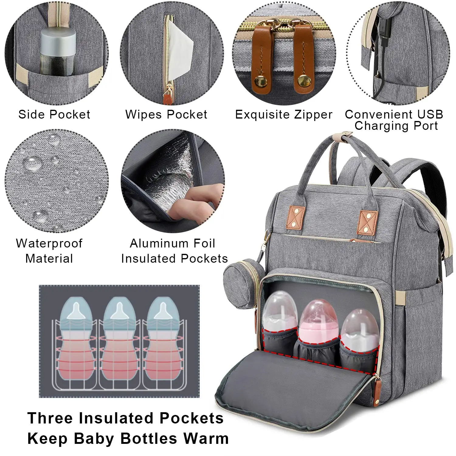 6 in 1 Diaper Bag Backpack with Changing Station, Portable Foldable Baby  Bed, Travel Baby Bags with Bassinet Mat, Stroller Hook, Awning, Mosquito  Net, Large Capacity Waterproof Mummy Bag