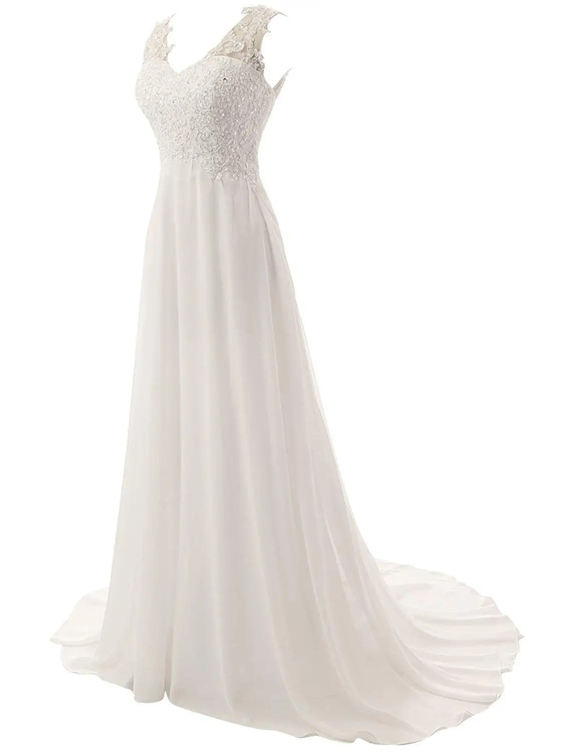 Beach Wedding Dresses Chiffon Lace Appliques Bridal Gown White/Lvory Backless Vestido De Noiva wedding dresses for women 3