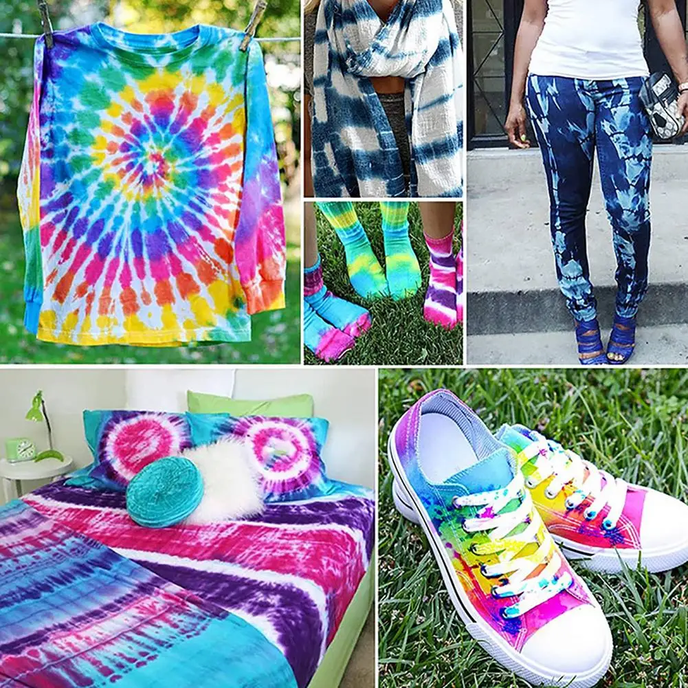 4 Colors DIY Fabric Tie Dye Set Multicolor Tie-Dye Pigment Clothes Suit Coloring Tie Dye Powder Paint Pigment