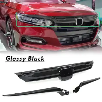 

Front Grille Glossy Black Grille Cover Replacement Base Moulding Trim For Honda For Accord Sedan 10th Gen 2018-2019