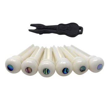 

6Pcs Cattle Bone Material Acoustic Guitar Bridge Pins with Pearl Shell Dot for Acoustic Folk Guitar Accessories