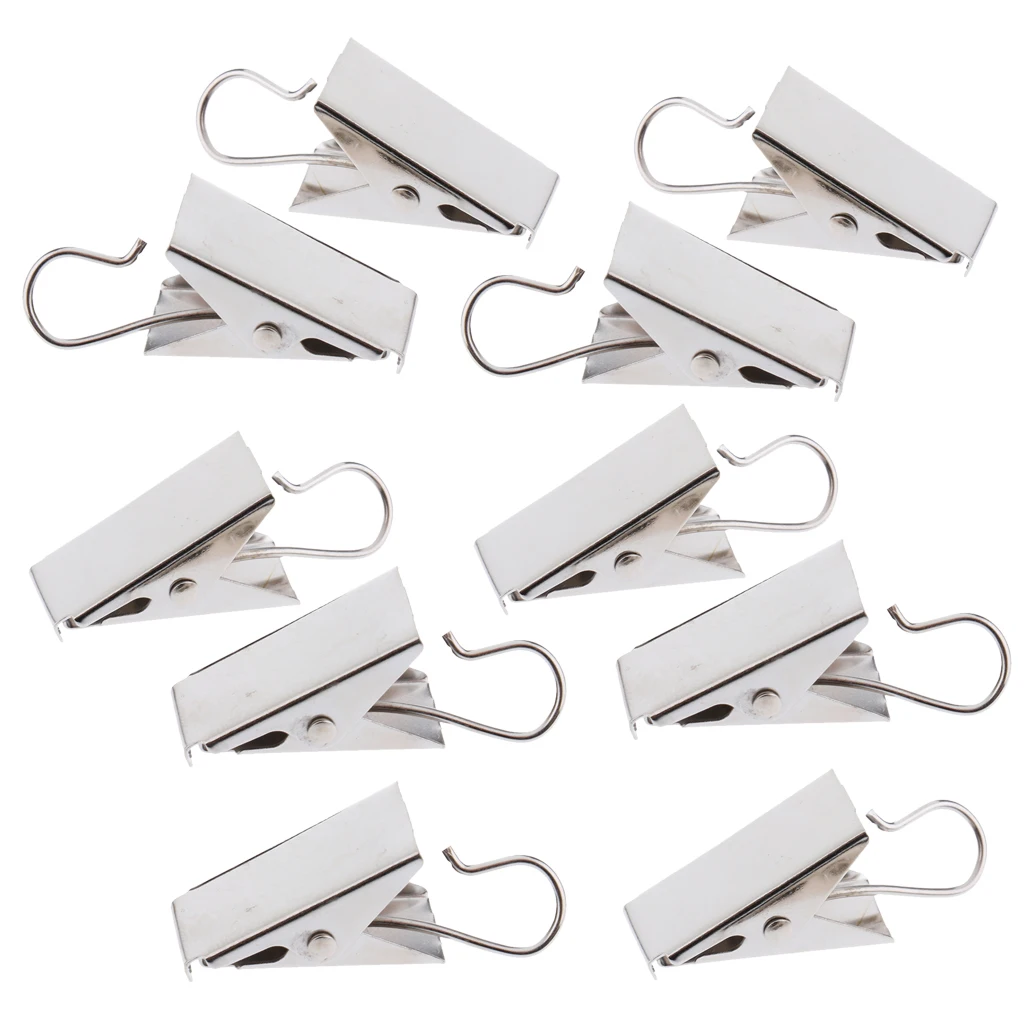 10Pcs Heavy Duty Curtain Clips With Hook, Door Panel Spring Clamps, Strong Catcher Hook Clips