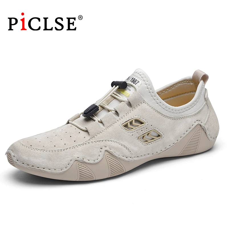 Shoes Non-Slip driving Large-Size Genuine-Leather Flats Men Loafers Comfortable Walking