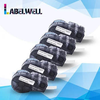 

Labelwell 5Pcs 12.7mm Vinyl Label Tape M21-500-595 Compatible for Brady BMP21 Plus Labpal Idpal Printer Black on White Tapes