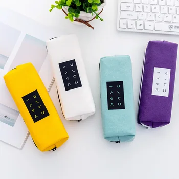 

Summer new student simple text pencil case large capacity creative canvas pencil case stationery box