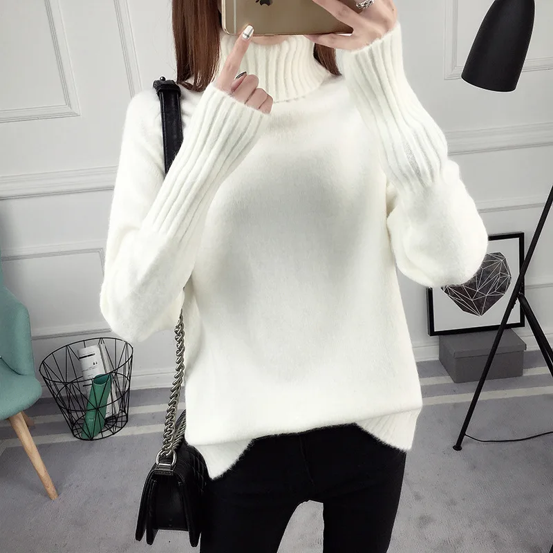 Sweaters Woman Pullovers Fashion 2020 Tutleneck Jumper Maglioni Korean Vintage Fluffy Loose Sweatshirts Jersey Negro Mujer Girl