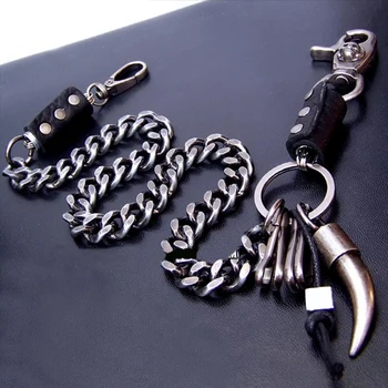

Unisex Pendant Keyring Fashion Waist Chain Gift Street Style Party Punk Hip Hop Alloy Hook Buckle Pants Hanging Double Layer