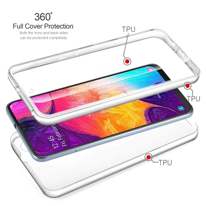 360 двойной силиконовый чехол для телефона Samsung A5 A6 A7 A8 A9 2018 Plus A10 A20E A30 A40S A50 A60 A70 A51 A71