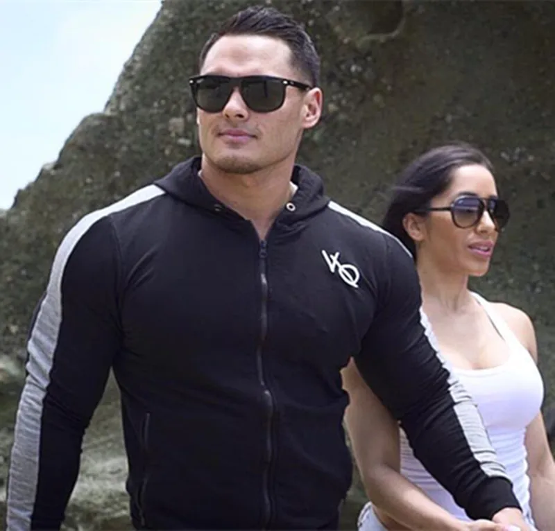 

Muscle Aesthetics Brothers Autumn And Winter Hooded Coat Men's Pure Cotton Long-sleeved Sweater Elasticity Fitness Running Zip-u