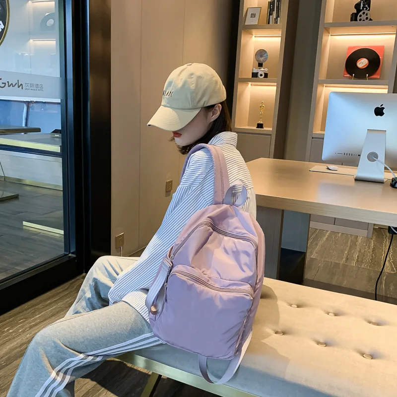 

Taro Purple Backpack 19 New Style High School STUDENT'S Backpack BOY'S And GIRL'S College Style Casual Large Capacity Travel Bag