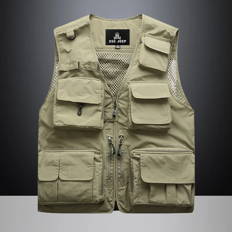 

2019 New Style Men Waistcoat Autumn Large Size Thin Outdoor Mesh Multi-pockets Photography Fishing Suits Vest