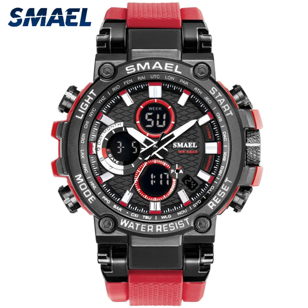 SMAEL 2021 Sport Watch Men Waterproof LED Digital Watches Stopwatch Big Dial Clock For Male relogio masculino Quartz | Наручные часы