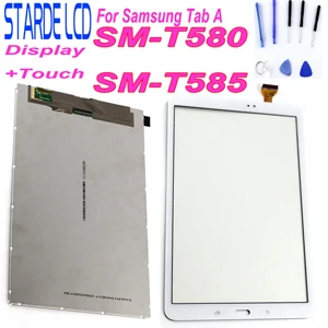 LCD with touch white ЖК-дисплей для samsung Galaxy A 10,1 SM-T580 T585, кодирующий преобразователь сенсорного экрана в сборе с инструментами - Цвет: LCD with touch white
