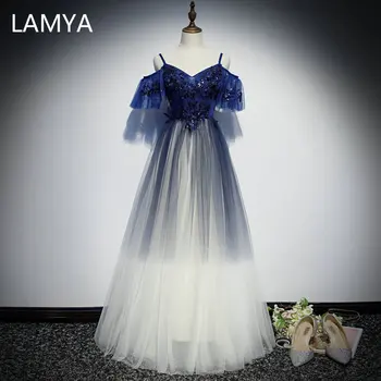 

LAMYA Sweetheart Sequined Evening Dresses Lace Appliques A Line Formal Party Dress Spaghetti Strap Evening Gowns Robe De Soiree