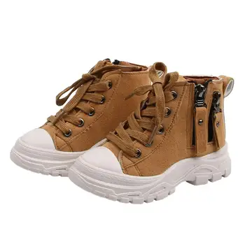 

New Child Casual Shoes Autumn Winter Martin Boots Boys Shoes Fashion Leather Soft Antislip Girls Snow Boots Sport Running Shoes