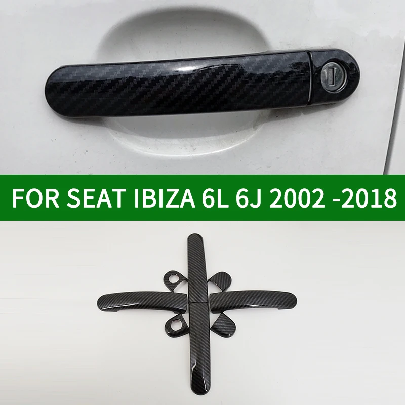 Глянцевые чехлы на дверные ручки из углеродного волокна для SEAT IBIZA 6L 6J5 2002