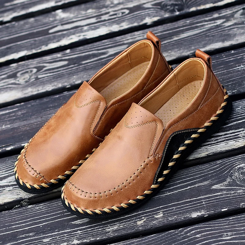Классические мужские повседневные кожаные туфли лоферы Мужская модная обувь на