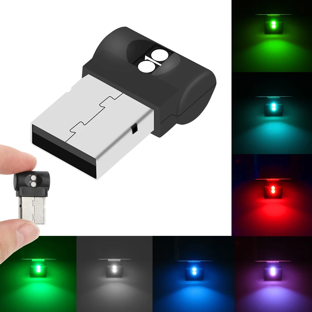 Миниатюрный светодиодный автомобильный светильник USB освещение атмосферы в