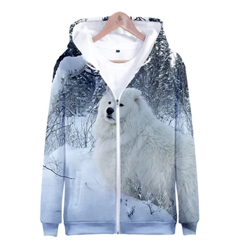 

2019 hot sale Samoyed Zipper Jacket 3D Hoodies Sweatshirt Harajuku Samoyed Hoodies women Plus Size for women streetwear