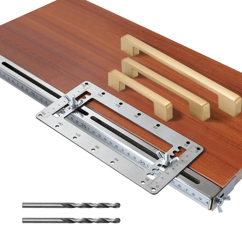 Woodworking Installation Furniture Wardrobe Door Handle Punching Locator Long Stainless Steel Hole Opening Auxiliary Tool | Инструменты