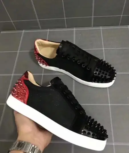 2023 Beertola Studded Patent Leather Loafers Casual Spikes Shoes Men Flats Sneakers Leisure Big Size Mixed Colors Black Red 3