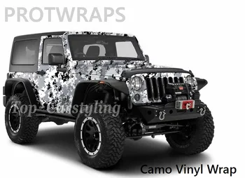 

Digital army white camouflage Vinyl Wrap camo car wrap covering self adhesive film with air release PROTWRAPS 1.52x10m/20m/30m