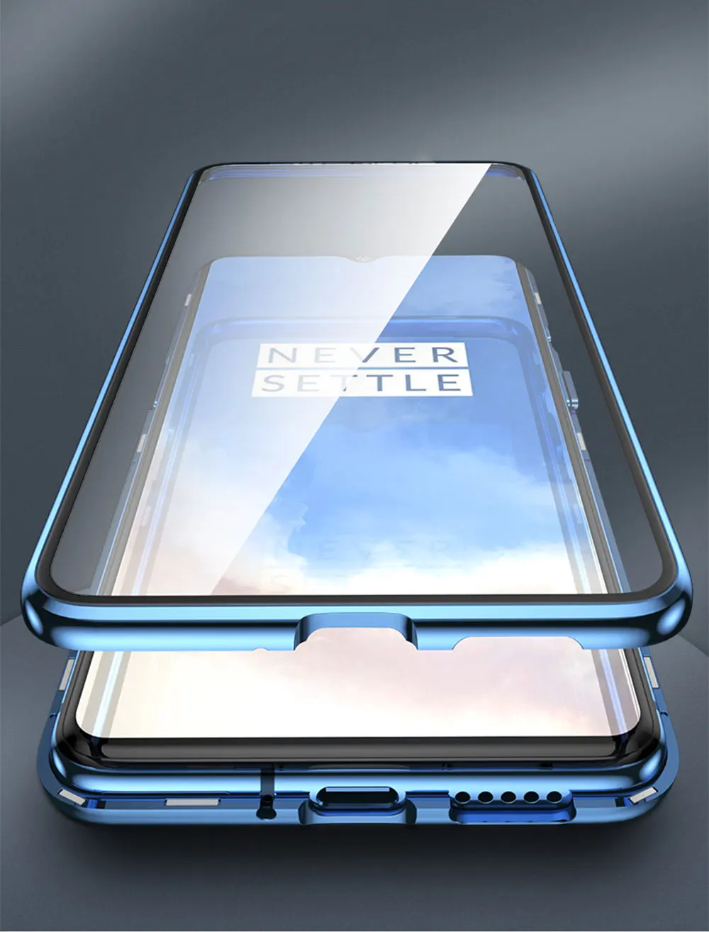 Natrberg Магнитный чехол для Oneplus 7 T чехол металлический 360 полный двойной закаленное Стекло жесткая задняя панель на Oneplus One Plus 7 T чехол