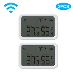 Tuya – capteur Wifi Zigbee de température et humidité, détecteur de lumière Lux, hygromètre d'intérieur, thermomètre avec écran LCD, fonctionne avec Tuya Hub 