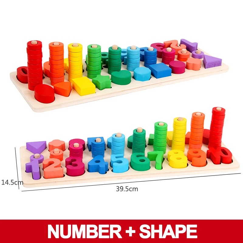 Деревянные игрушки Монтессори для дошкольников, геометрическая форма, познавательная форма, Детские Обучающие приспособления для раннего образования, математические игрушки для детей - Цвет: number shape
