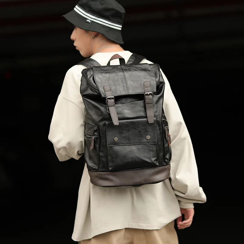 

Backpack Solid Stylish Retro PU Men's Backpack Laptop Bag Men's Casual Bag Travel Bags Laptop Notebook Purse Black Gravity Falls