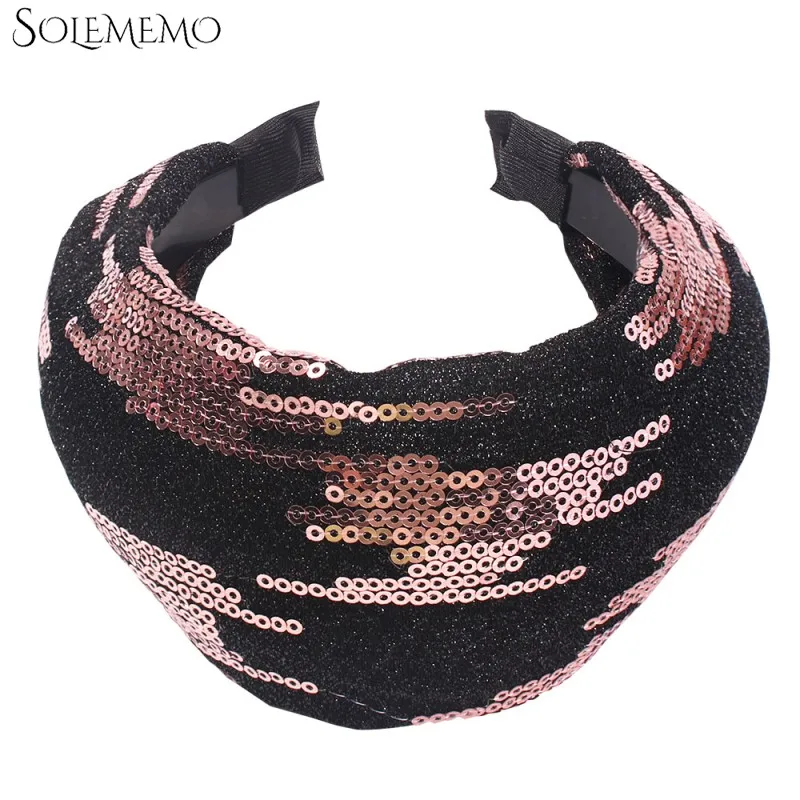 Модные широкие повязки для волос для женщин Solememo блестящие повязки для волос с блестками головной убор ювелирные аксессуары для волос Головные уборы F1016