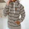 Women Warm Hooded Coats Casual Hoodie Pullove Women Drawstring Long Sleeve Stripes Hoodie Autumn Winter Pocket Sweatshirt Coat ► Photo 2/6