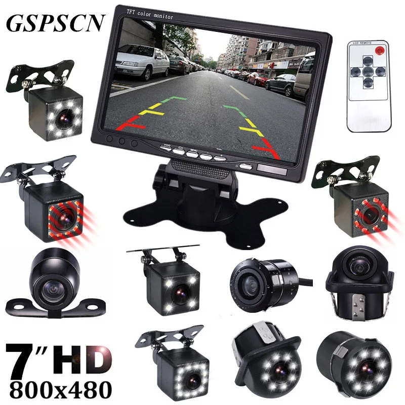 GSPSCN HD 7 дюймовый ЖК дисплей с цветным экраном автомобильный монитор заднего вида