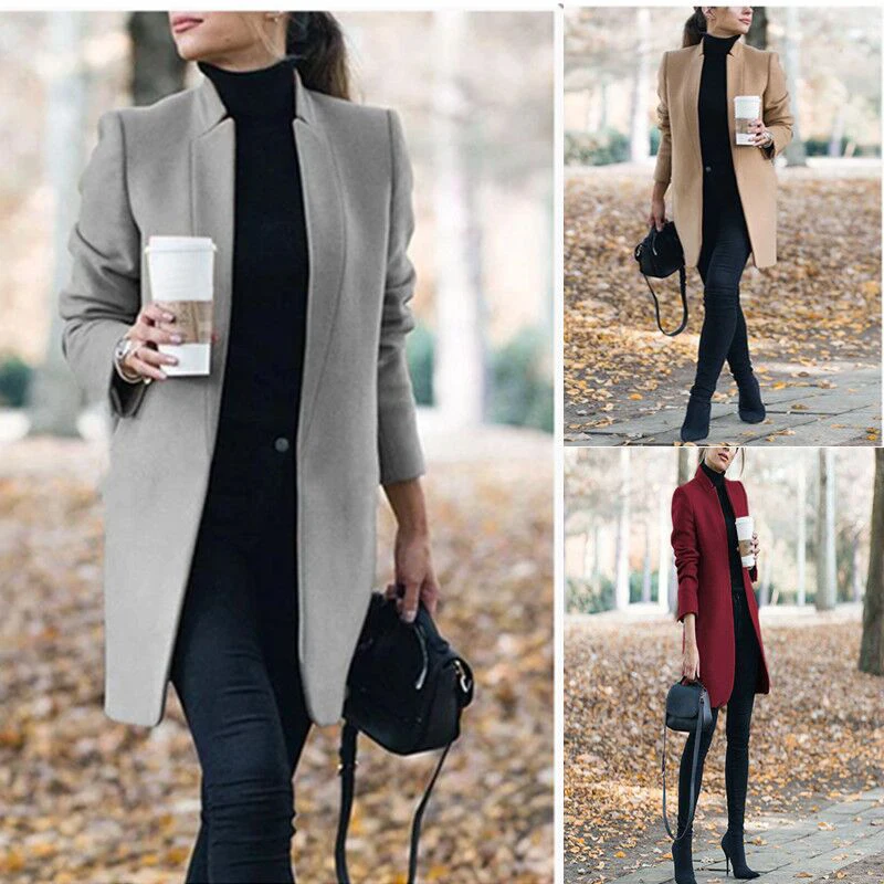 Пальто и куртки размера плюс, женское свободное теплое длинное шерстяное пальто, кардиган, женская элегантная Осенняя зимняя кашемировая верхняя одежда